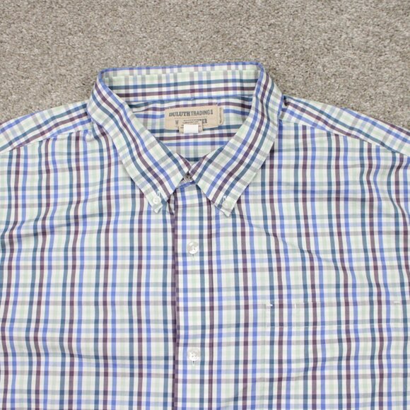 Duluth Wrinklefighter Shirt Mens 3XL XXXL White/Blue/Red Relaxed Fit L/S - Picture 6 of 13